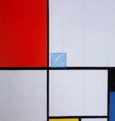 몬드리안 명화 그림 - black, blue and yellow의구성(캔버스화)