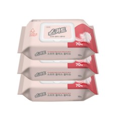 스카트 소프트 플러스 물티슈 캡형 70매(3개) 유한킴벌리 물티슈